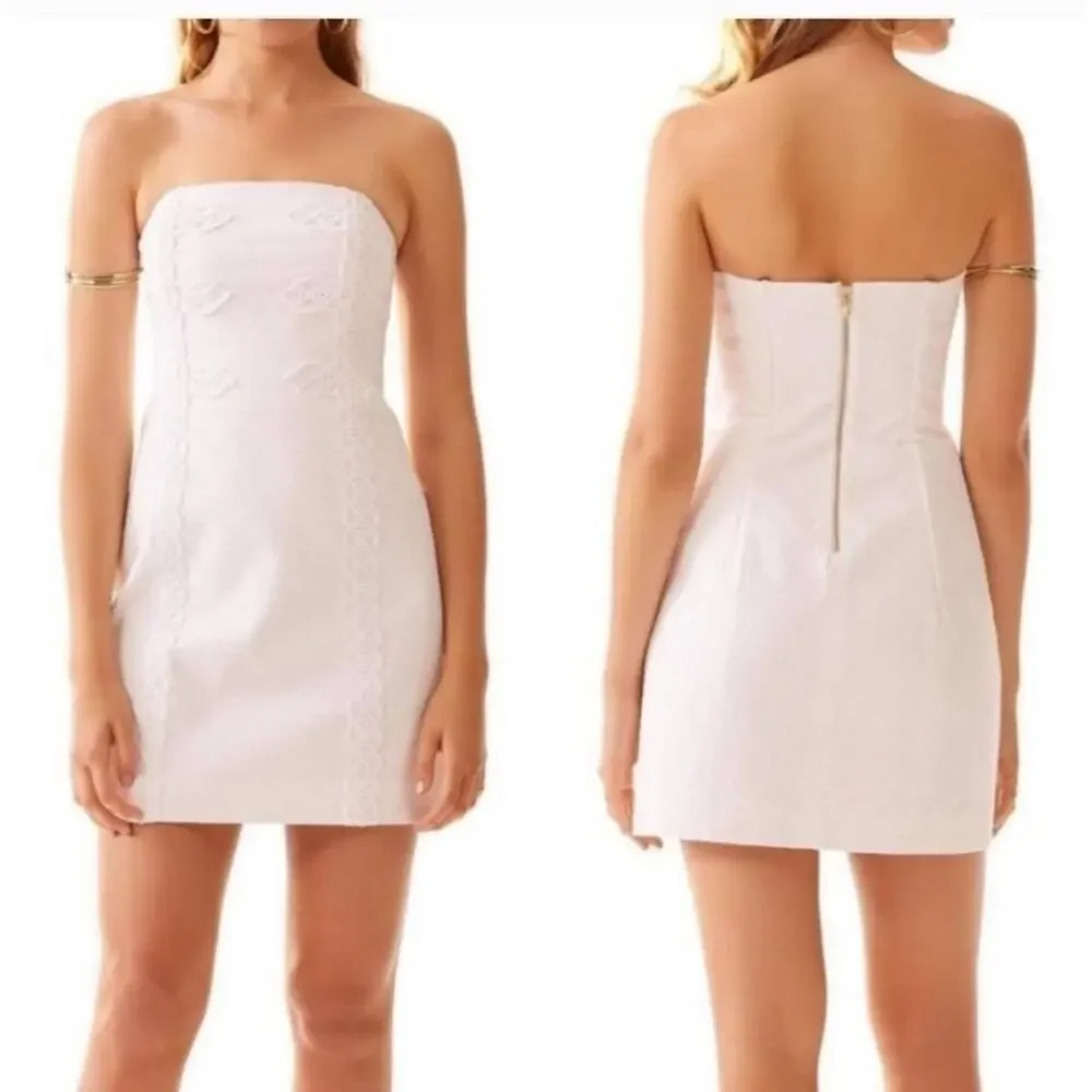 Lilly Pulitzer Tansy White Strapless Textured Dress Zipper Resort Size 10 - Picture 12 of 13